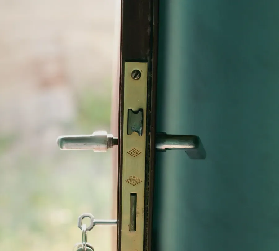 Open door showing the locking edge and handle – checking for lock repair or replacement in Sheffield with the door open, Locksmith Sheffield
